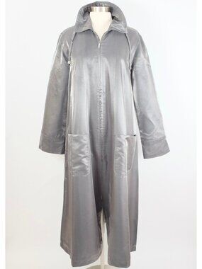 Chanel 99P long swing jacket coat 38 US 6 silver gray Y2K full length 1999